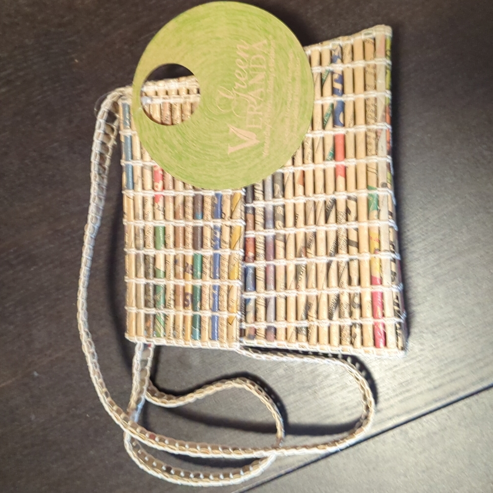 Green Veranda Recycled Newspaper handbag NWT